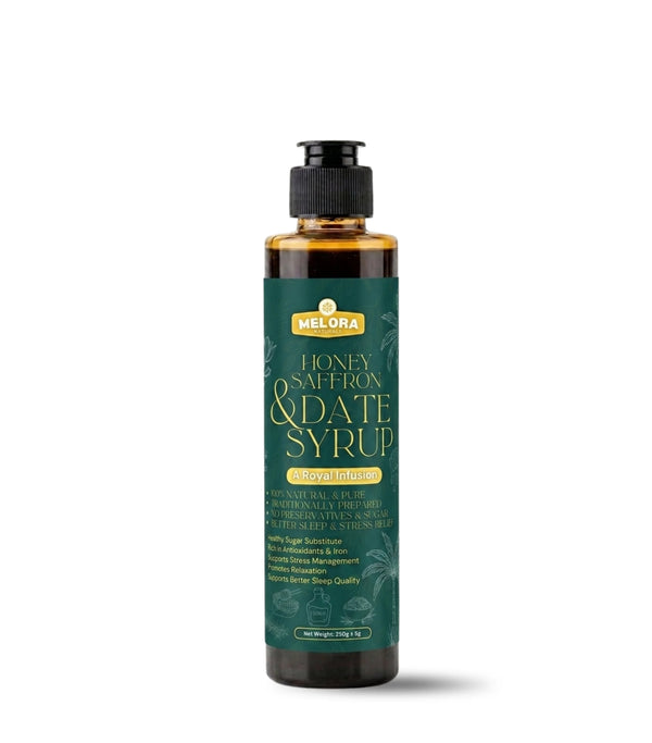 Honey & Saffron Infused Date Syrup – For Better Sleep & Muscle Comfort  | 250g