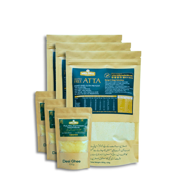 Gluten-Free Multi Purpose Atta with Desi Ghee | Multi-Nutrient Flour Blend | 2550g+300g